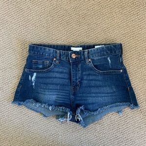 Dark blue wash jean shorts